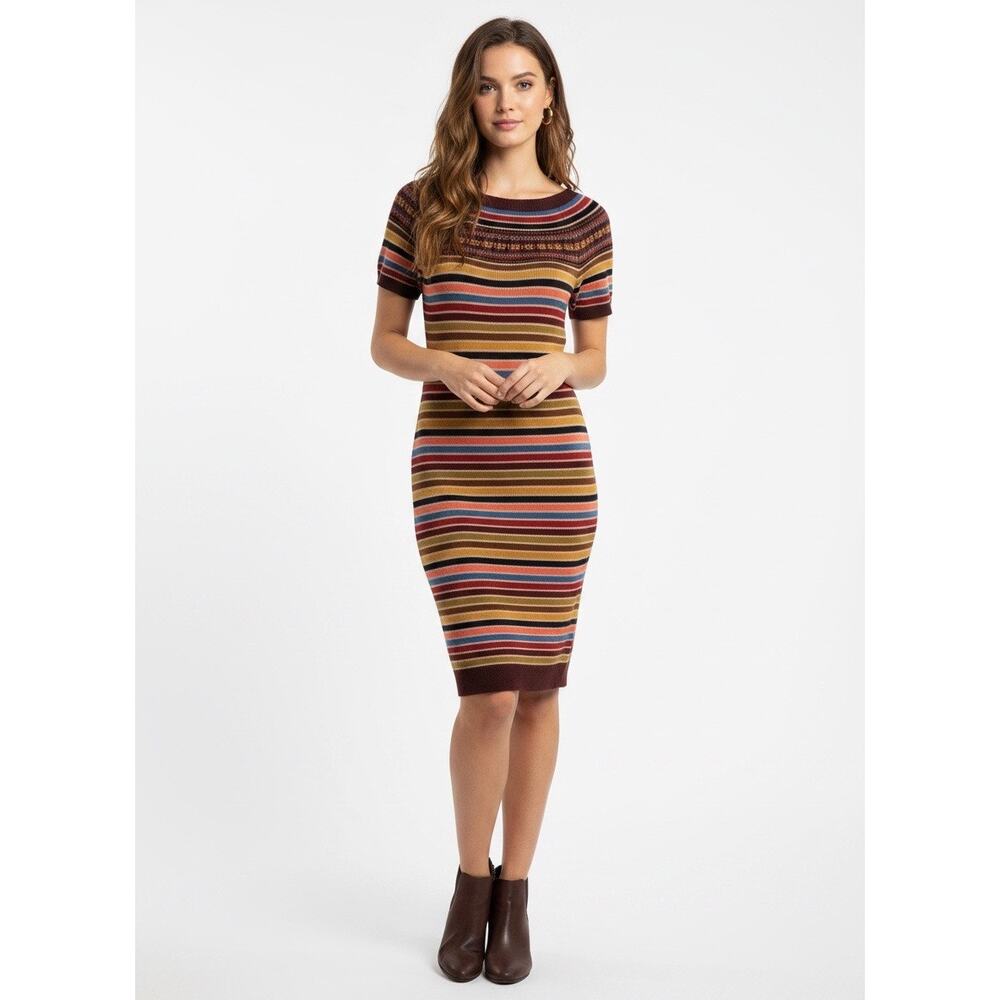 Tommy Hilfiger Multicolor Stripe Wool Alpaca Blend Sweater Dress — Size Medium